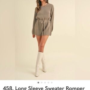 Long Sleeve Sweater Romper in Taupe